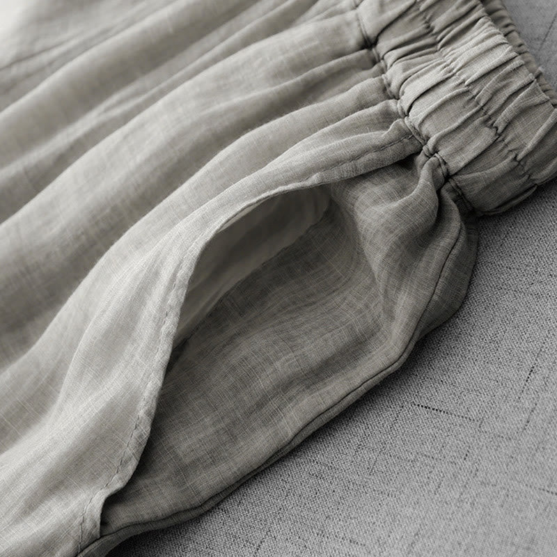 Pantalon court ample en coton avec poches pour femme, motif Buddha Stones , couleur unie, broderie en dentelle - image 11