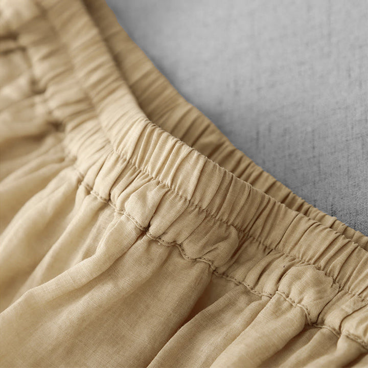 Pantalon court ample en coton avec poches pour femme, motif Buddha Stones , couleur unie, broderie en dentelle - image 17