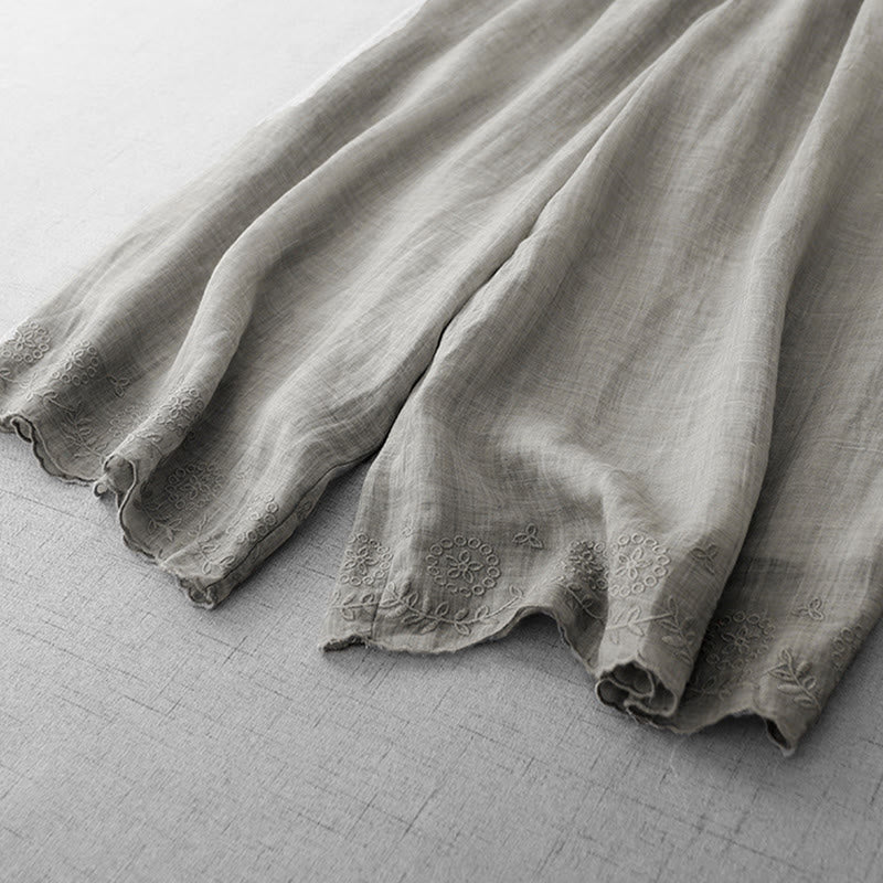 Pantalon court ample en coton avec poches pour femme, motif Buddha Stones , couleur unie, broderie en dentelle - image 12