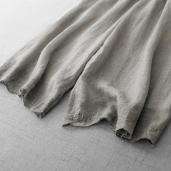 Pantalon court ample en coton avec poches pour femme, motif Buddha Stones , couleur unie, broderie en dentelle - image 12