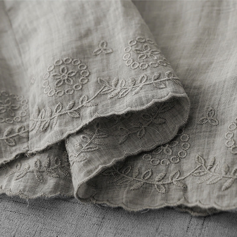 Pantalon court ample en coton avec poches pour femme, motif Buddha Stones , couleur unie, broderie en dentelle - image 13