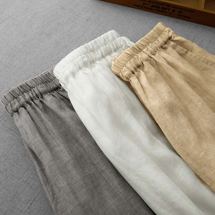 Pantalon court ample en coton avec poches pour femme, motif Buddha Stones , couleur unie, broderie en dentelle - image 25