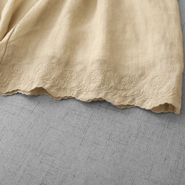 Pantalon court ample en coton avec poches pour femme, motif Buddha Stones , couleur unie, broderie en dentelle - image 21