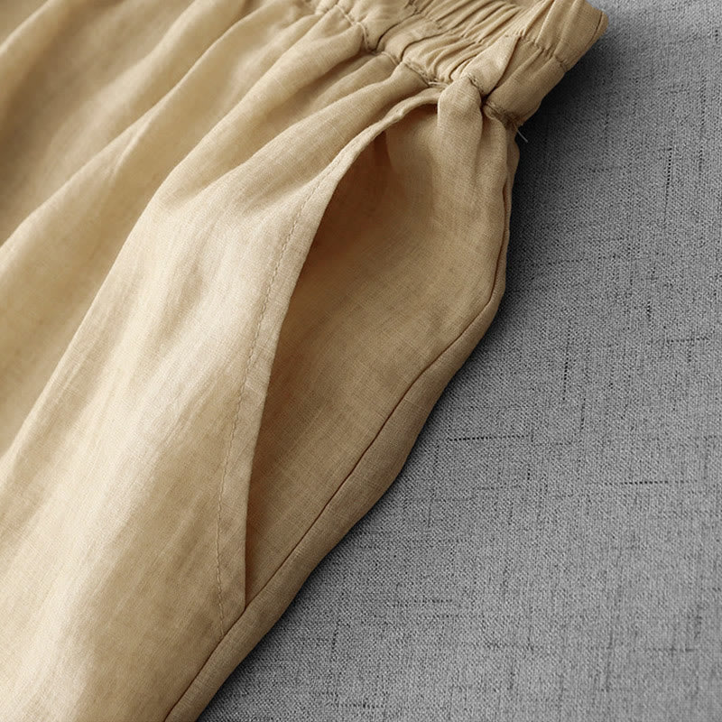 Pantalon court ample en coton avec poches pour femme, motif Buddha Stones , couleur unie, broderie en dentelle - image 18