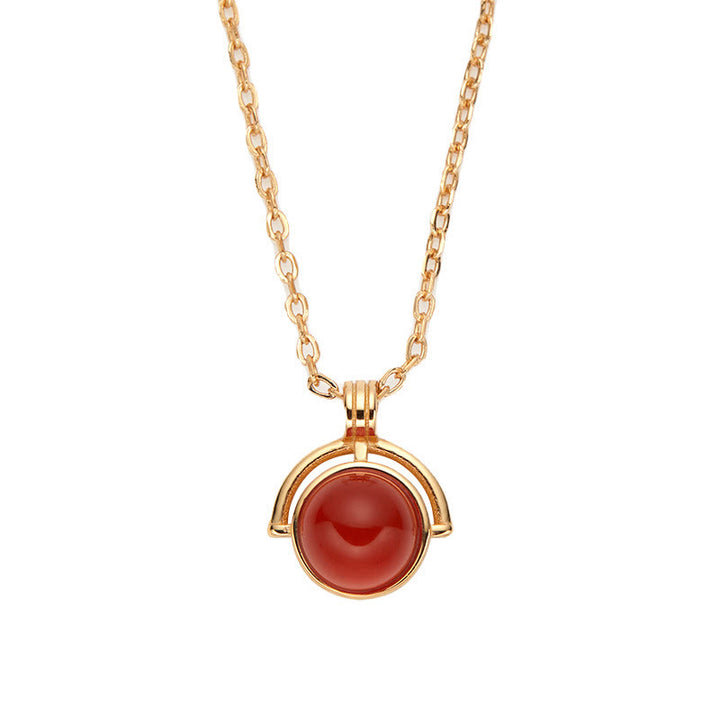 Collier pendentif en argent sterling 925 Buddha Stones , agate rouge, œil de tigre, aigue-marine et pierre de lune