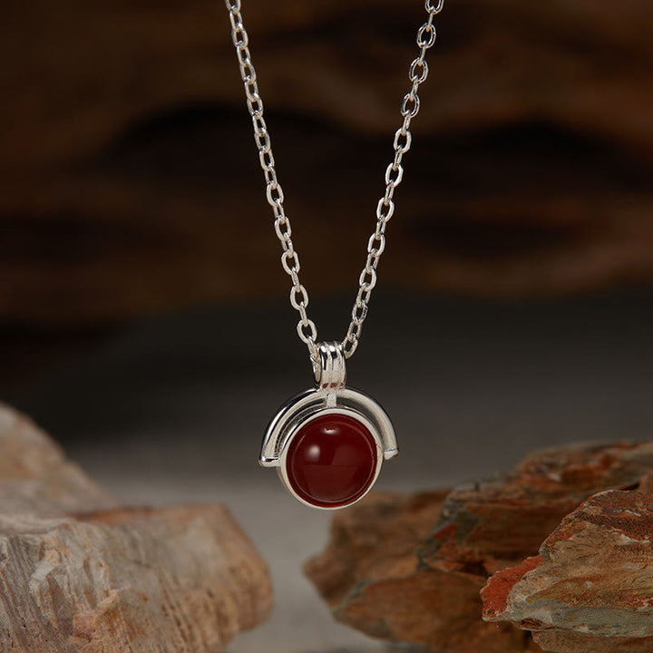 Collier pendentif en argent sterling 925 Buddha Stones , agate rouge, œil de tigre, aigue-marine et pierre de lune