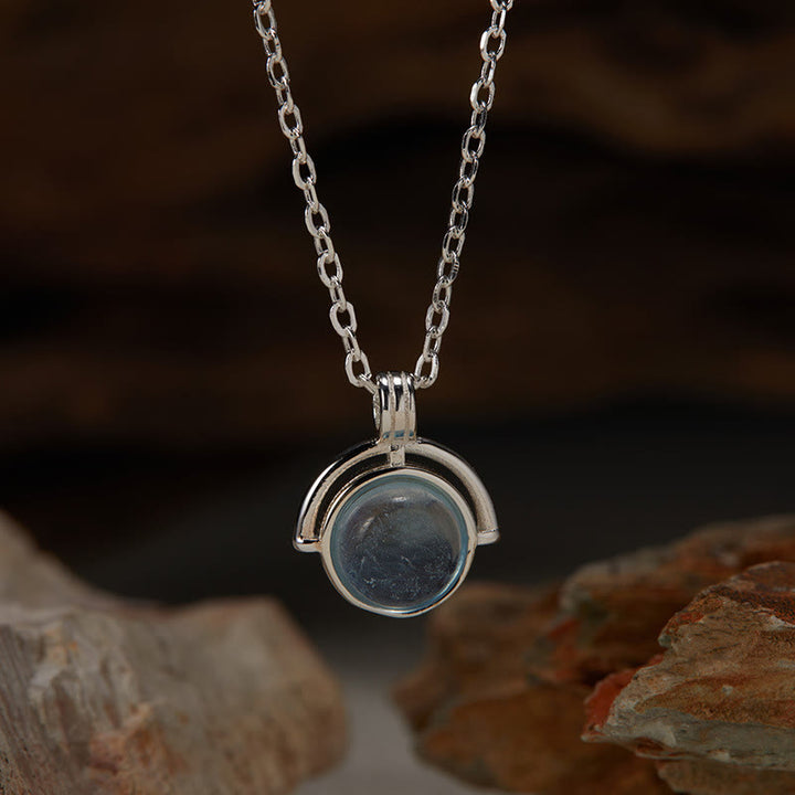 Collier pendentif en argent sterling 925 Buddha Stones , agate rouge, œil de tigre, aigue-marine et pierre de lune