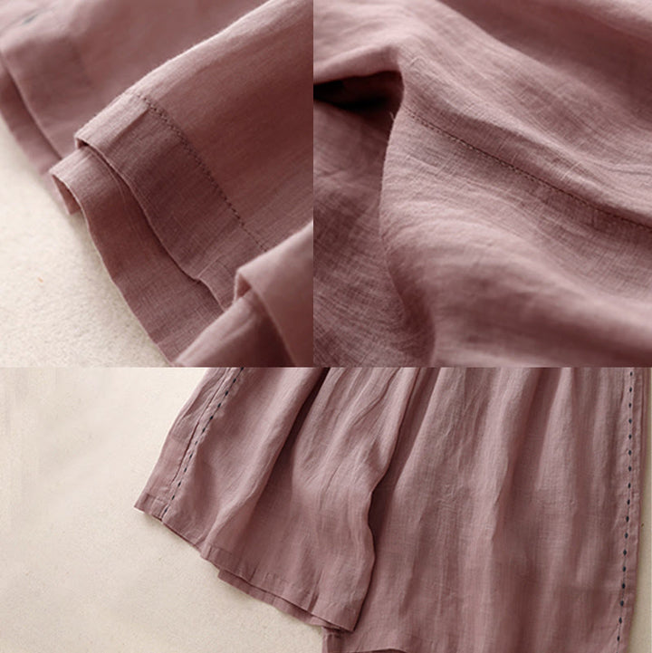 Pantalon large en coton avec cordon de serrage et broderie Buddha Stones Commute pour femme, longueur cheville, avec poches - image 18