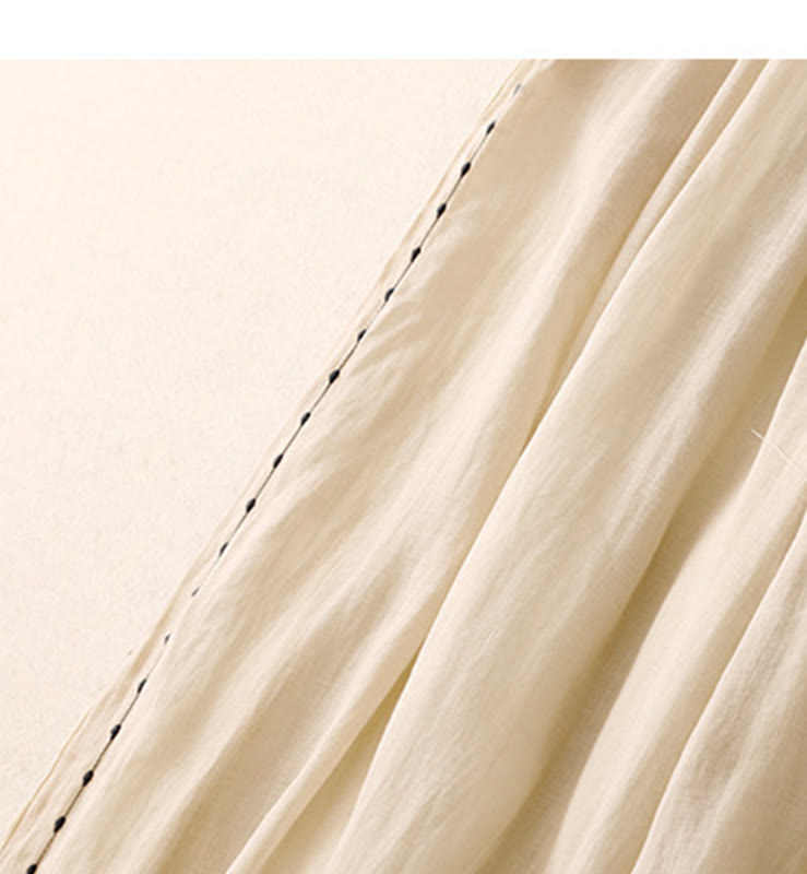 Pantalon large en coton avec cordon de serrage et broderie Buddha Stones Commute pour femme, longueur cheville, avec poches - image 5