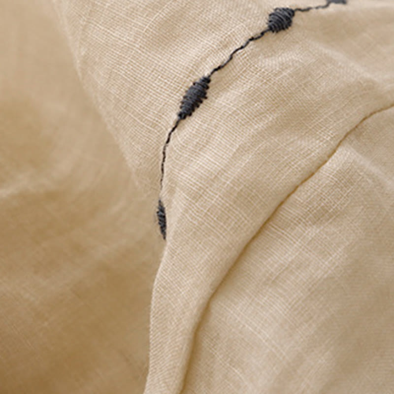 Pantalon large en coton avec cordon de serrage et broderie Buddha Stones Commute pour femme, longueur cheville, avec poches - image 6