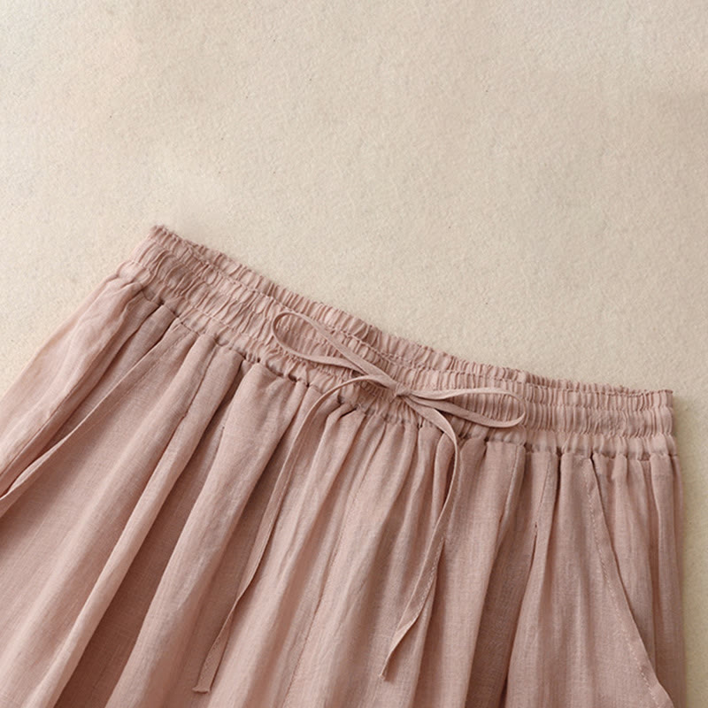 Pantalon large en coton avec cordon de serrage et broderie Buddha Stones Commute pour femme, longueur cheville, avec poches - image 13