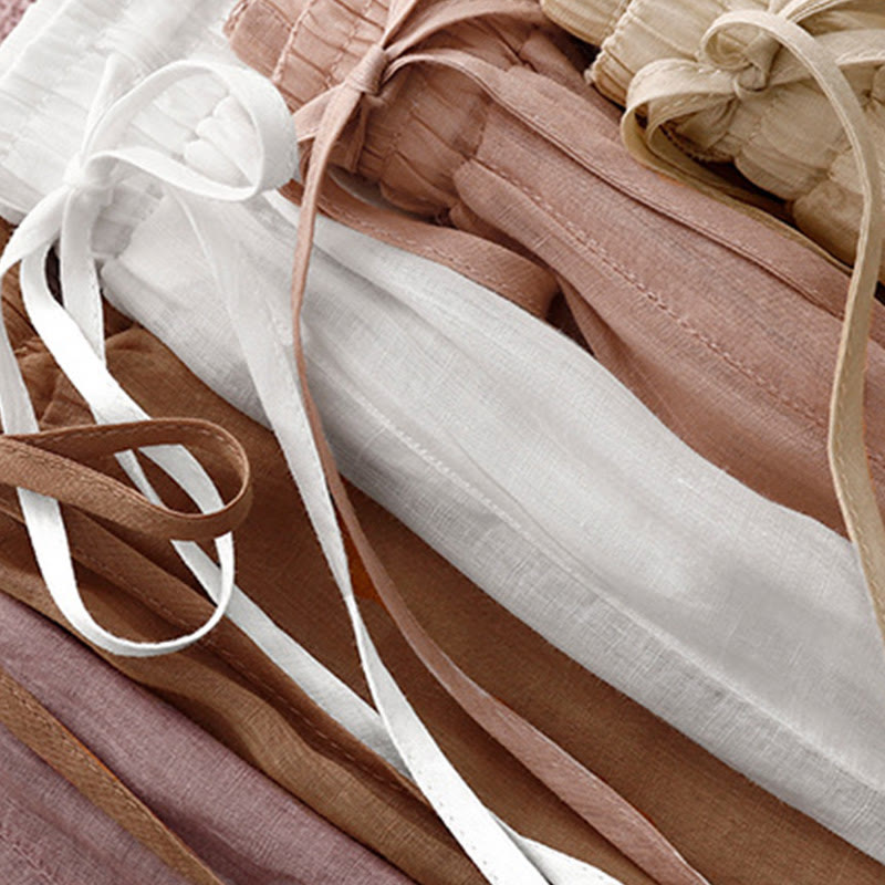 Pantalon large en coton avec cordon de serrage et broderie Buddha Stones Commute pour femme, longueur cheville, avec poches - image 25