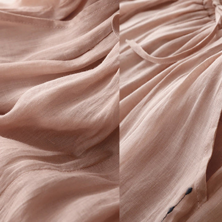 Pantalon large en coton avec cordon de serrage et broderie Buddha Stones Commute pour femme, longueur cheville, avec poches - image 15