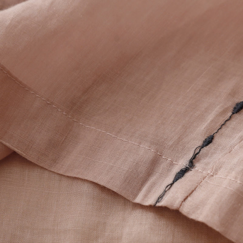 Pantalon large en coton avec cordon de serrage et broderie Buddha Stones Commute pour femme, longueur cheville, avec poches - image 14