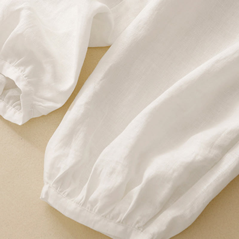 Pantalon longueur cheville en coton avec poches pour femme, couleur pure, style été Buddha Stones