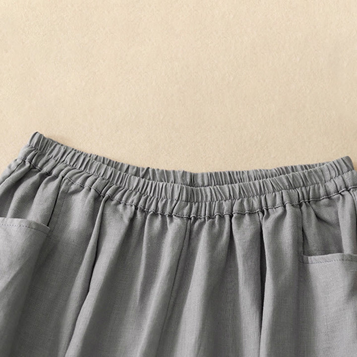 Pantalon longueur cheville en coton avec poches pour femme, couleur pure, style été Buddha Stones