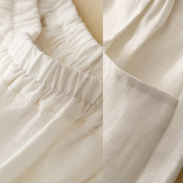 Pantalon longueur cheville en coton avec poches pour femme, couleur pure, style été Buddha Stones - image 10