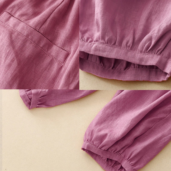 Pantalon longueur cheville en coton avec poches pour femme, couleur pure, style été Buddha Stones - image 6