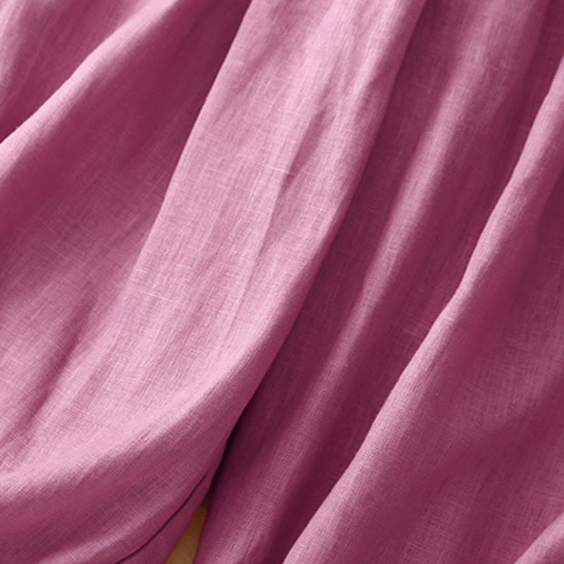 Pantalon longueur cheville en coton avec poches pour femme, couleur pure, style été Buddha Stones - image 5