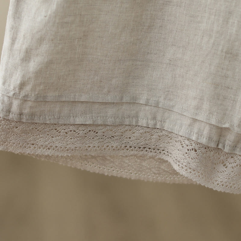 Pantalon large en coton avec poches pour femme , Buddha Stones , uni, en dentelle, patchwork, longueur 7-8 - image 8