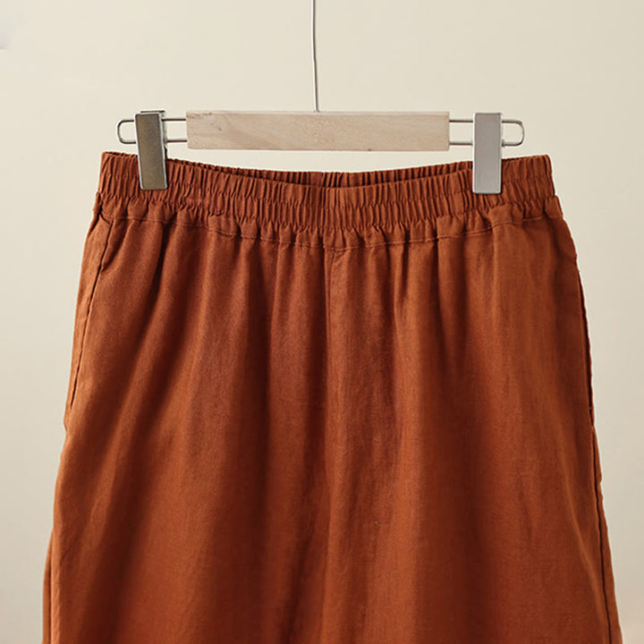 Pantalon large en coton avec poches pour femme , Buddha Stones , uni, en dentelle, patchwork, longueur 7-8