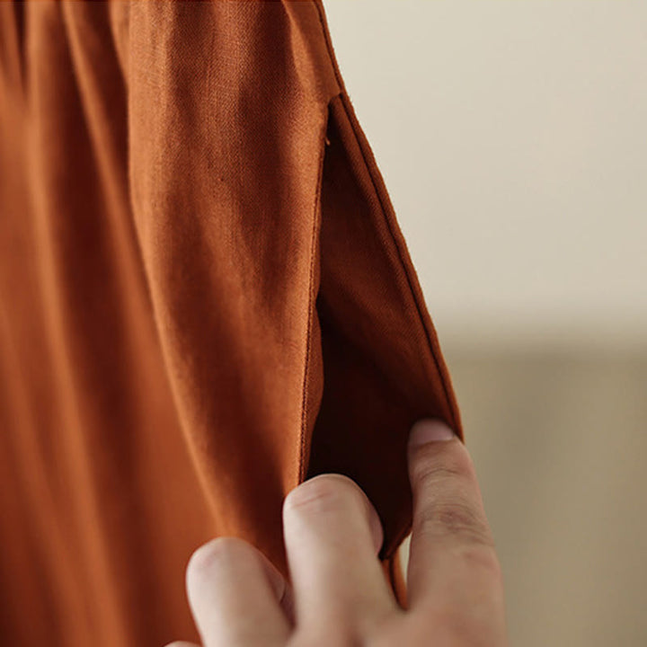 Pantalon large en coton avec poches pour femme , Buddha Stones , uni, en dentelle, patchwork, longueur 7-8 - image 16