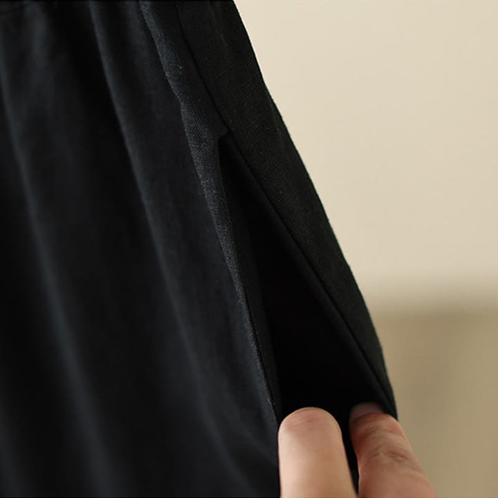 Pantalon large en coton avec poches pour femme , Buddha Stones , uni, en dentelle, patchwork, longueur 7-8 - image 25