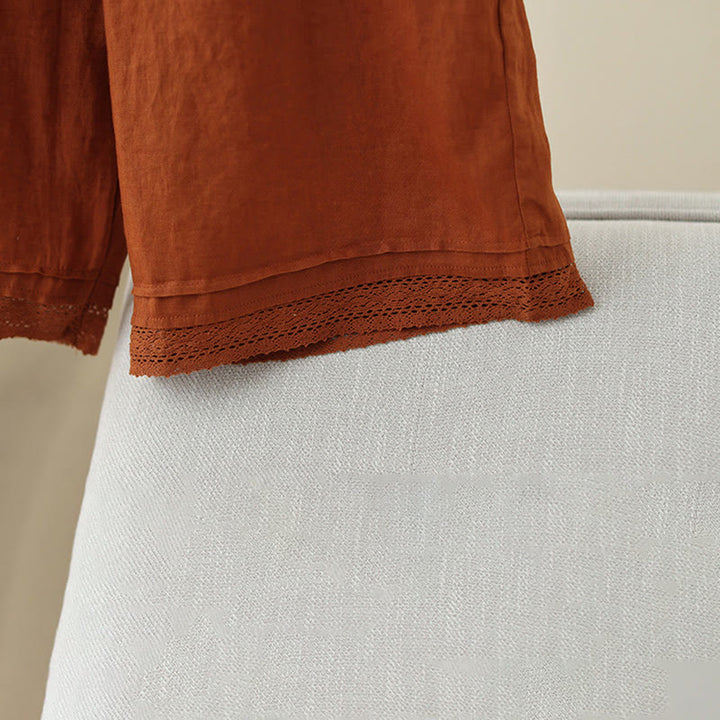 Pantalon large en coton avec poches pour femme , Buddha Stones , uni, en dentelle, patchwork, longueur 7-8 - image 17