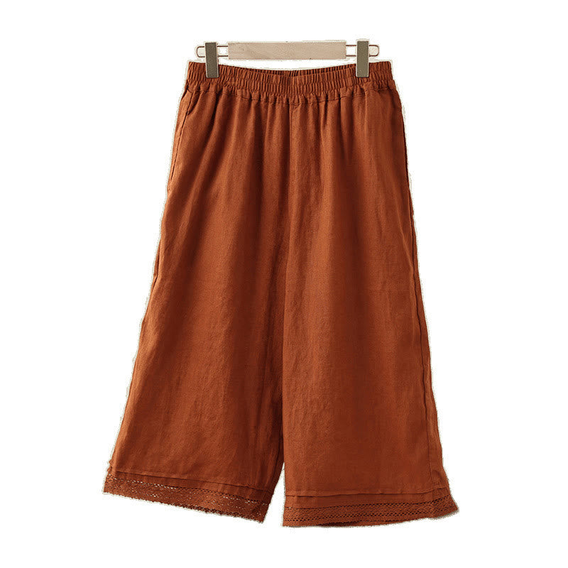 Pantalon large en coton avec poches pour femme , Buddha Stones , uni, en dentelle, patchwork, longueur 7-8 - image 18