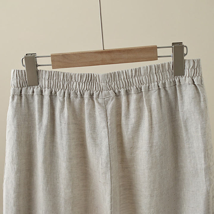 Pantalon large en coton avec poches pour femme , Buddha Stones , uni, en dentelle, patchwork, longueur 7-8 - image 3