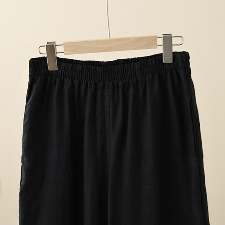 Pantalon large en coton avec poches pour femme , Buddha Stones , uni, en dentelle, patchwork, longueur 7-8