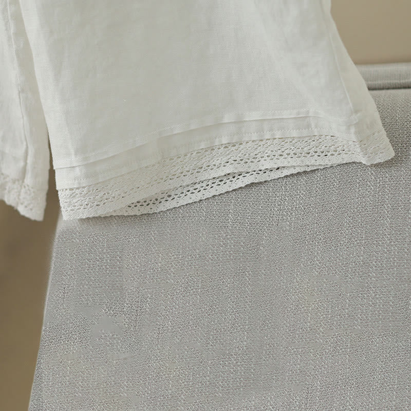 Pantalon large en coton avec poches pour femme , Buddha Stones , uni, en dentelle, patchwork, longueur 7-8 - image 22