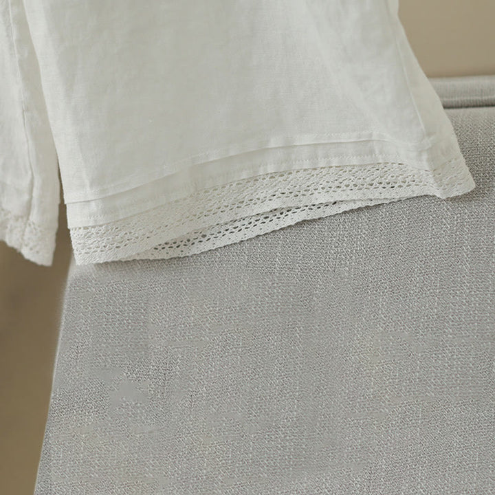 Pantalon large en coton avec poches pour femme , Buddha Stones , uni, en dentelle, patchwork, longueur 7-8 - image 22