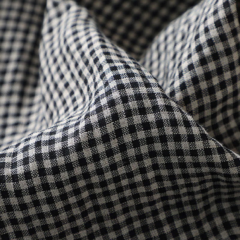 Pantalon décontracté à carreaux Buddha Stones pour femme, coupe ample, en coton et lin, avec poches, longueur 7-8 - image 11