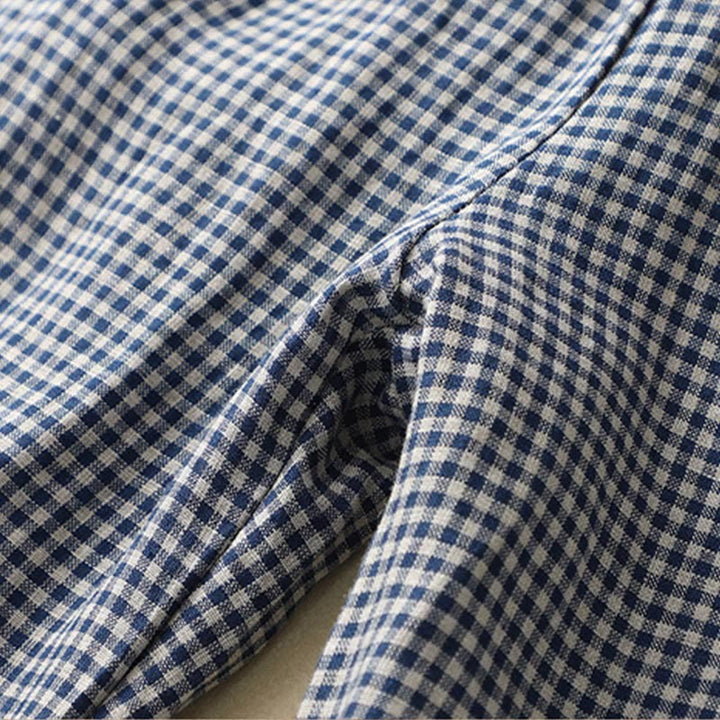 Pantalon décontracté à carreaux Buddha Stones pour femme, coupe ample, en coton et lin, avec poches, longueur 7-8 - image 5