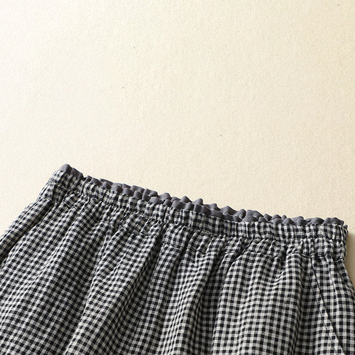 Pantalon décontracté à carreaux Buddha Stones pour femme, coupe ample, en coton et lin, avec poches, longueur 7-8 - image 10