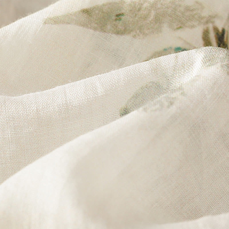 Chemise à manches trois-quarts en polyester pour femme, imprimée de Buddha Stones et de plantes, col en V et boutons. - image 8