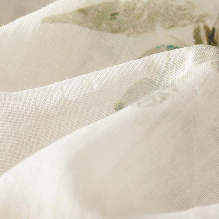 Chemise à manches trois-quarts en polyester pour femme, imprimée de Buddha Stones et de plantes, col en V et boutons. - image 8