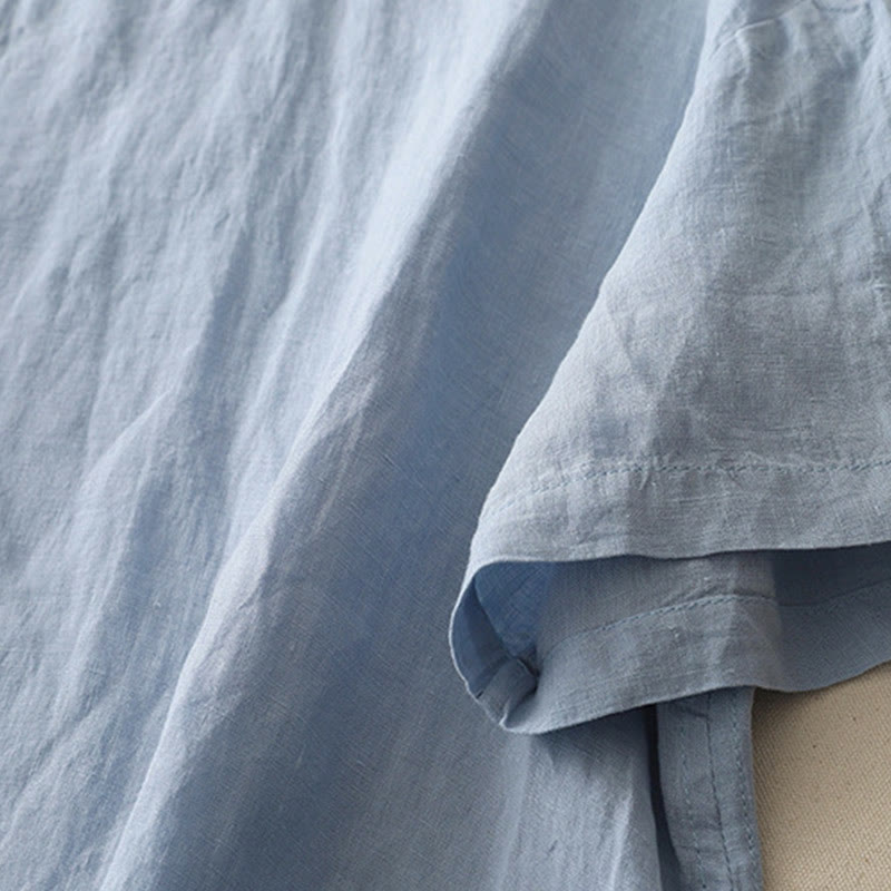 Chemise à manches courtes en polyester pour femme, motif Buddha Stones, col ras du cou et imprimé fil uni - image 2