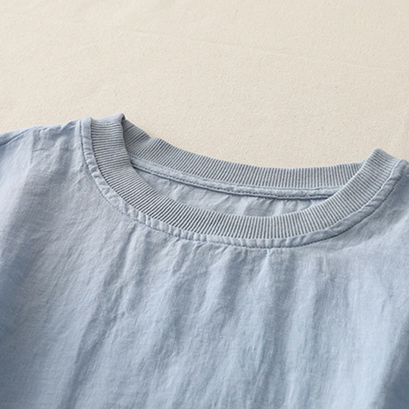 Chemise à manches courtes en polyester pour femme, motif Buddha Stones, col ras du cou et imprimé fil uni - image 1