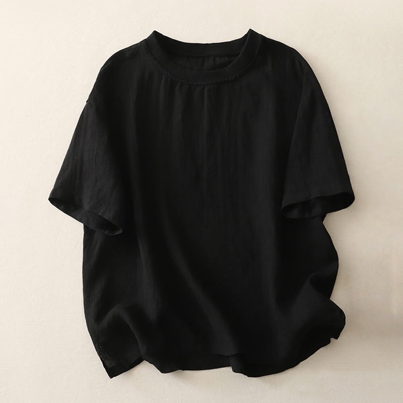 Chemise à manches courtes en polyester pour femme, motif Buddha Stones, col ras du cou et imprimé fil uni - Noir - US14，UK/AU18，EU46 (2XL) - image 8