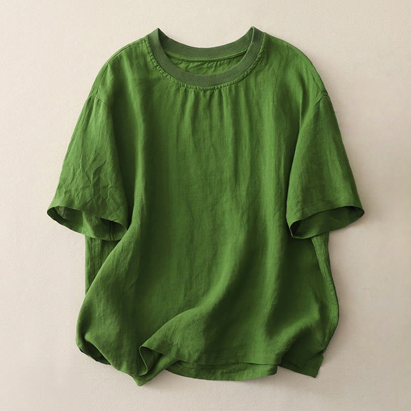 T-shirt à manches courtes en polyester pour femme, motif Buddha Stones, col rond uni. - Vert forêt - US14，UK/AU18，EU46 (2XL) - image 16