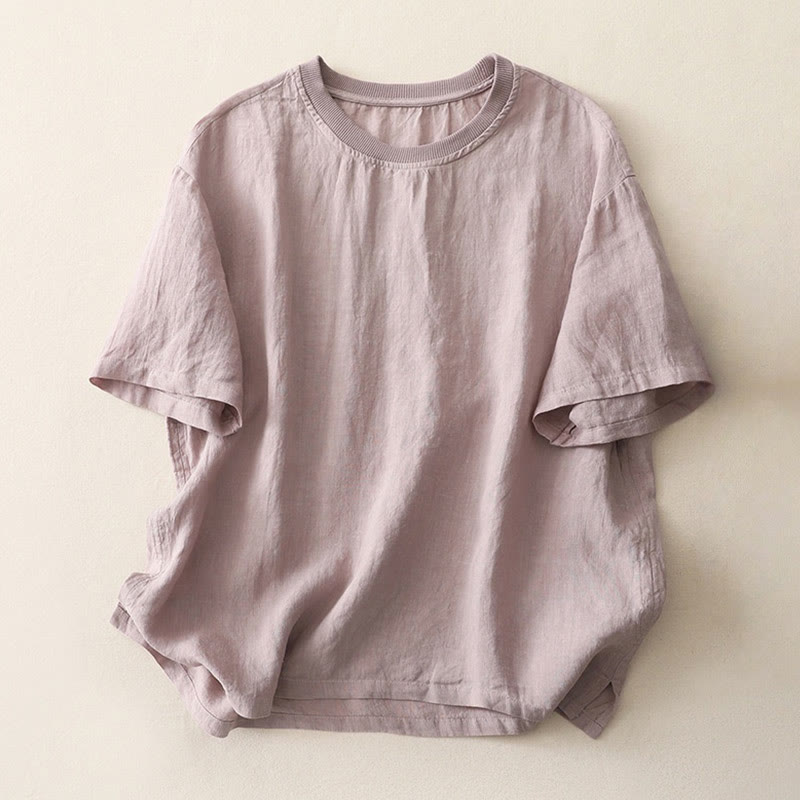 Chemise à manches courtes en polyester pour femme, motif Buddha Stones, col ras du cou et imprimé fil uni - Chardon - US14，UK/AU18，EU46 (2XL) - image 20