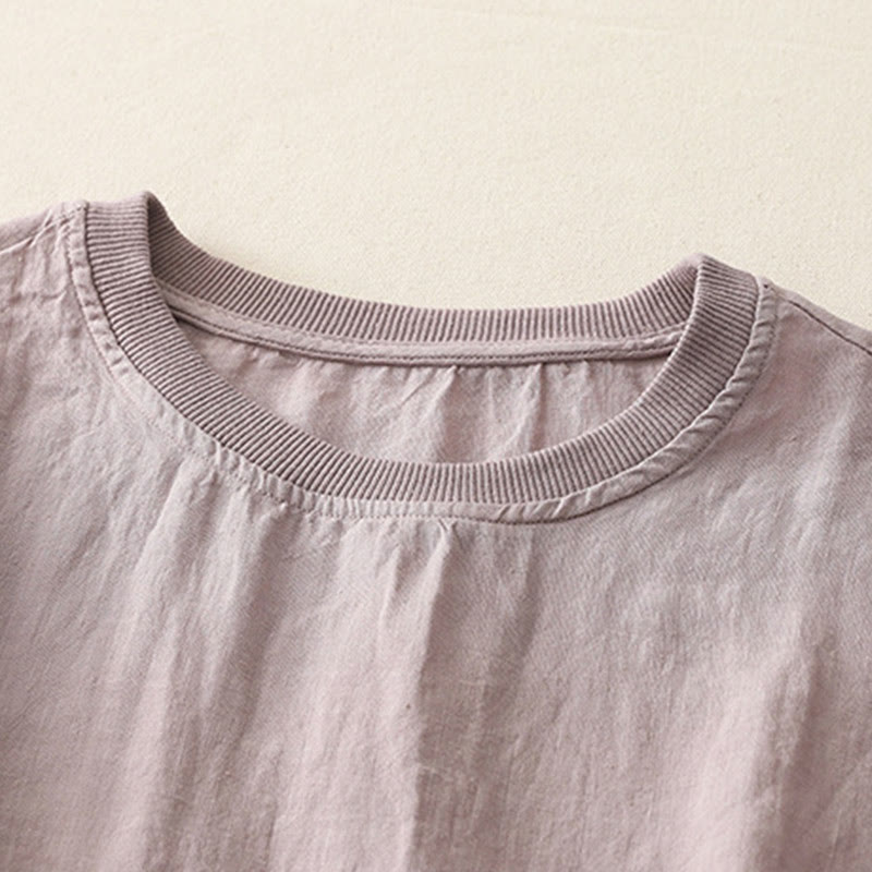 Chemise à manches courtes en polyester pour femme, motif Buddha Stones, col ras du cou et imprimé fil uni - image 21