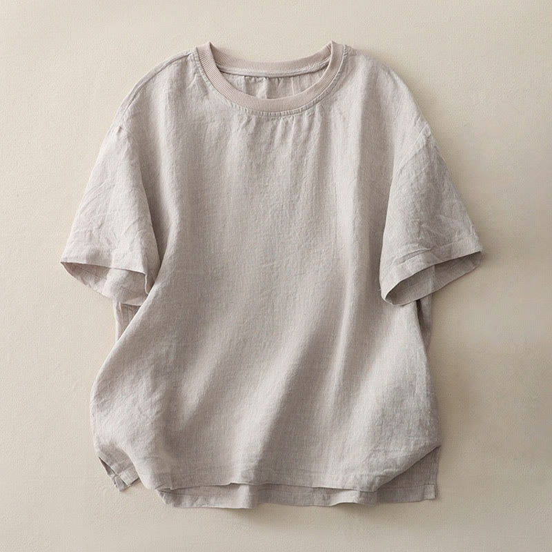 Chemise à manches courtes en polyester pour femme, motif Buddha Stones, col ras du cou et imprimé fil uni - Gris clair - US14，UK/AU18，EU46 (2XL) - image 24