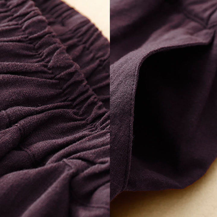 Pantalon court décontracté en coton à jambes larges et poches pour femme, style décontracté, couleur pure, Buddha Stones - image 16