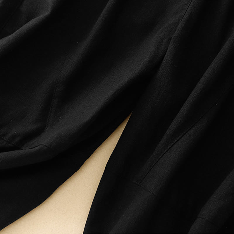 Pantalon court décontracté en coton à jambes larges et poches pour femme, style décontracté, couleur pure, Buddha Stones - image 8