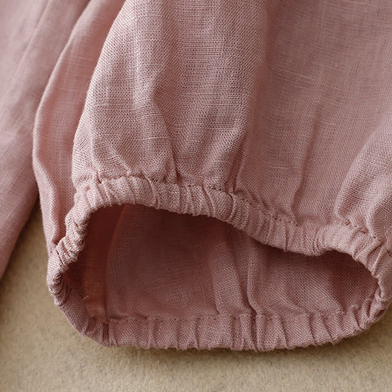 Chemise à manches longues en coton et lin pour femme, motif Buddha Stones , col en V - image 4