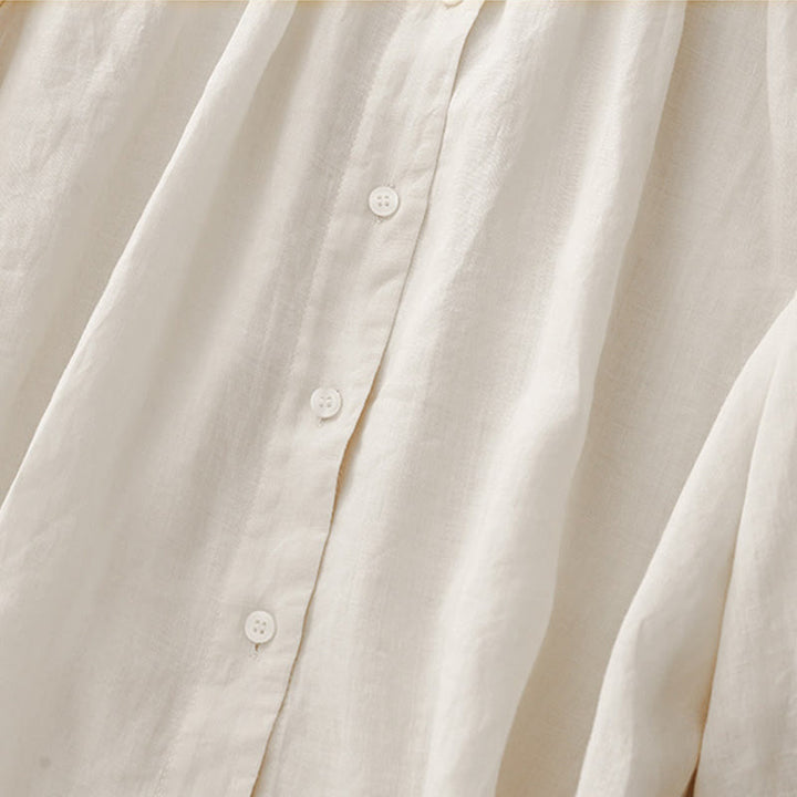 Chemise à manches trois-quarts pour femme, en mélange de matières, avec col rond et boutons, motif Buddha Stones - image 14