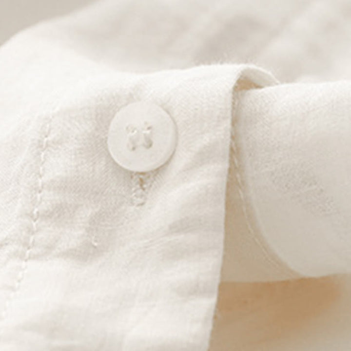 Chemise à manches trois-quarts en coton mélangé pour femme, motif Buddha Stones, col ras du cou et boutons unis - image 15